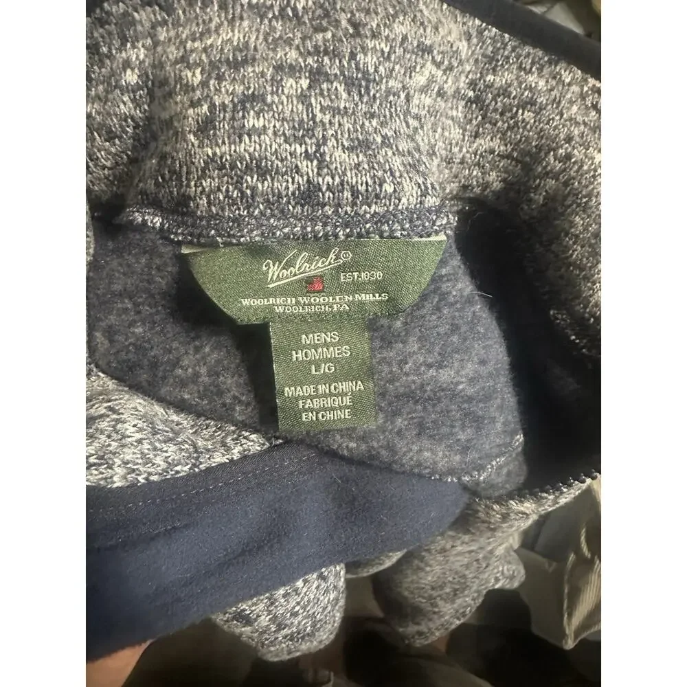 Woolrich Men's Blue Heather Quarter Zip Fleece Vest Size L